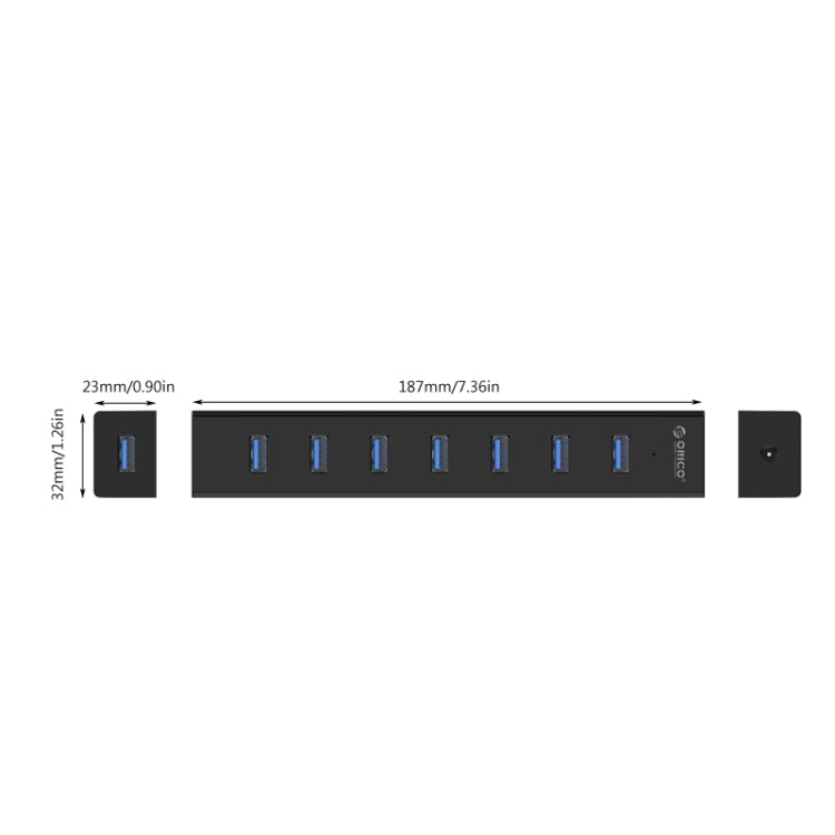 ORICO H7013-U3 ABS Material Desktop 7 Ports USB 3.0 HUB with 1m USB Cable(Black) - USB 3.0 HUB by ORICO | Online Shopping South Africa | PMC Jewellery | Buy Now Pay Later Mobicred