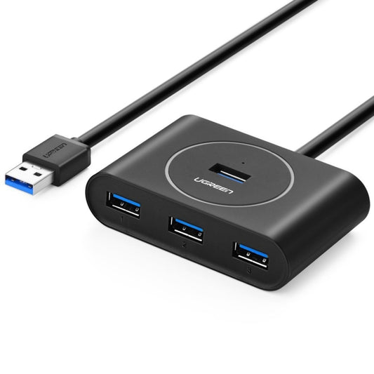 UGREEN Portable Super Speed 4 Ports USB 3.0 HUB Cable Adapter, Not Support OTG, Cable Length: 1m(Black) - USB 3.0 HUB by UGREEN | Online Shopping South Africa | PMC Jewellery