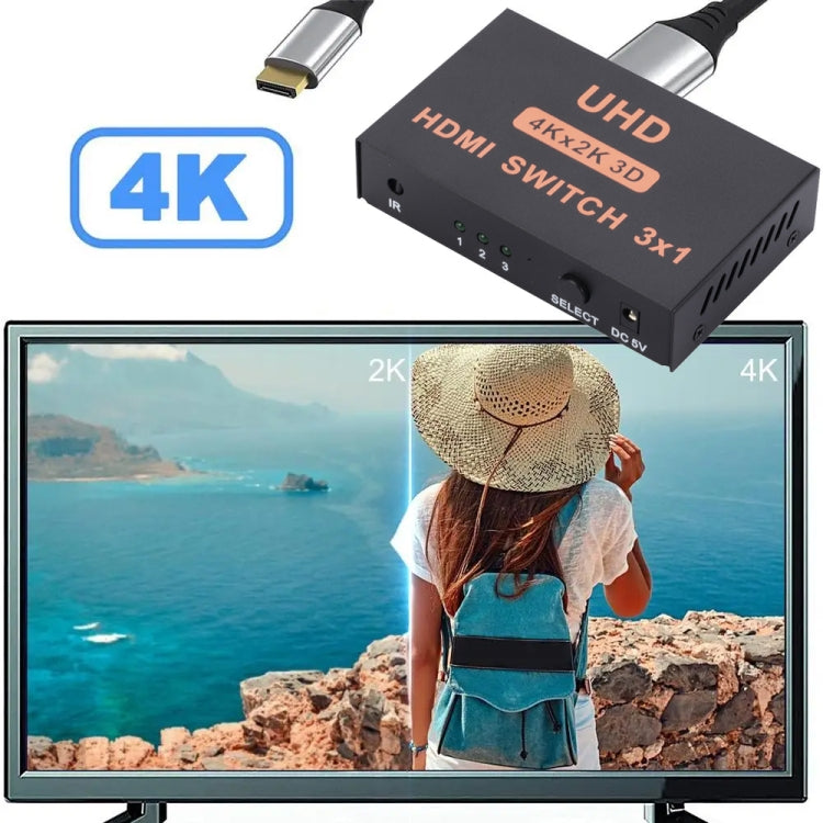 HDMI Switch 3 into 1 out 4Kx2K HD Video Switch, with Remote Control - Switch by PMC Jewellery | Online Shopping South Africa | PMC Jewellery | Buy Now Pay Later Mobicred