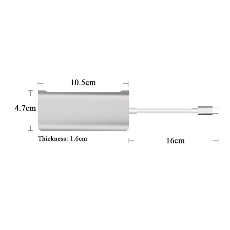 9591C 8 In 1 USB 3.0 x3 + SD / TF Card + HDMI + RJ45 + Type-C / USB-C (PD) Multi-function HUB Converter Dock Station(Silver) - USB HUB by PMC Jewellery | Online Shopping South Africa | PMC Jewellery | Buy Now Pay Later Mobicred