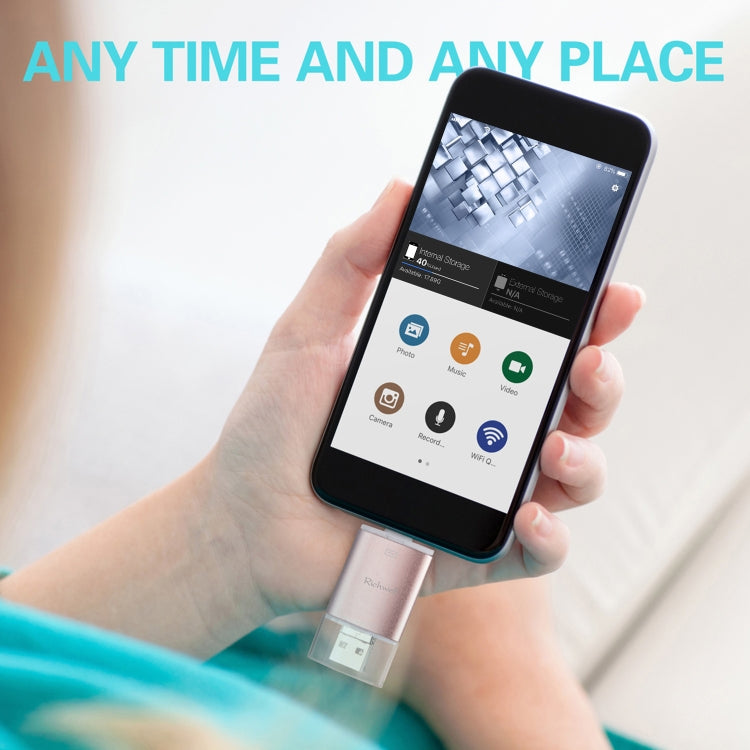 Richwell 3 in 1 16G Type-C + 8 Pin + USB 3.0 Metal Double Cover Push-pull Flash Disk with OTG Function(Black) - free shipping - PMC Jewellery - Order now!