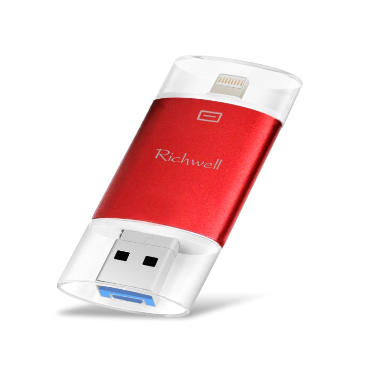 Richwell 3 in 1 16G Type-C + 8 Pin + USB 3.0 Metal Double Cover Push-pull Flash Disk with OTG Function(Red) - U Disk & Card Reader by Richwell | Online Shopping South Africa | PMC Jewellery | Buy Now Pay Later Mobicred