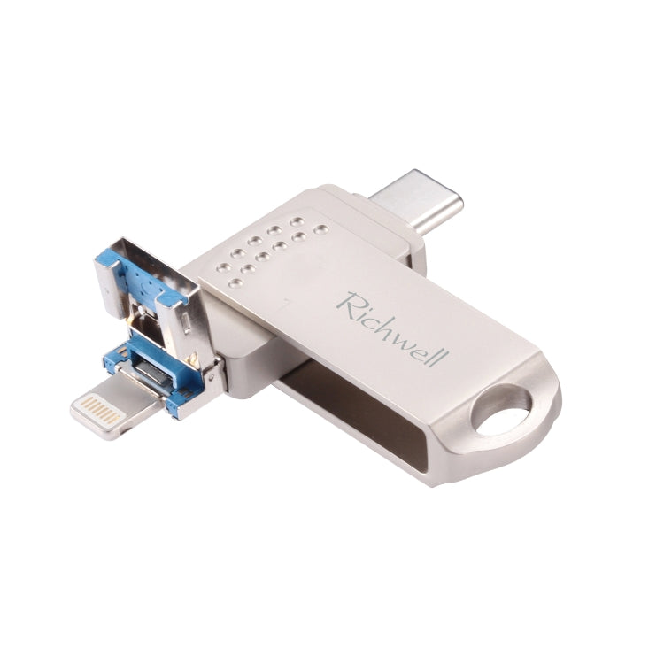 Richwell 16G Type-C + 8 Pin + USB 3.0 Metal Flash Disk with OTG Function(Silver) - U Disk & Card Reader by Richwell | Online Shopping South Africa | PMC Jewellery | Buy Now Pay Later Mobicred