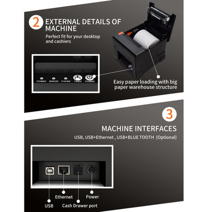 ZJ-8360 II USB and LAN Interface Auto-cutter 80mm Thermal Receipt Printer(EU Plug) - Printer by PMC Jewellery | Online Shopping South Africa | PMC Jewellery | Buy Now Pay Later Mobicred