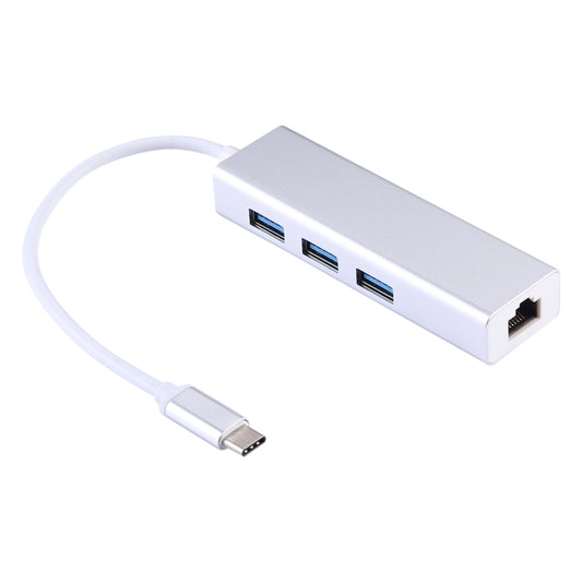 Aluminum Shell 3 USB3.0 Ports HUB + USB-C / Type-C Gigabit Ethernet Adapter - USB HUB by PMC Jewellery | Online Shopping South Africa | PMC Jewellery | Buy Now Pay Later Mobicred