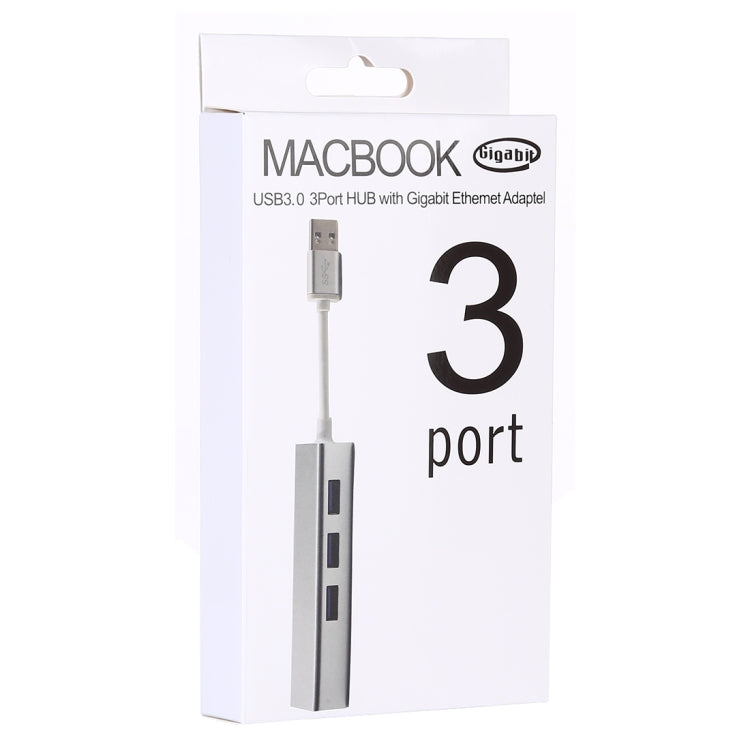 Aluminum Shell 3 USB3.0 Ports HUB + USB3.0 Gigabit Ethernet Adapter - USB 3.0 HUB by PMC Jewellery | Online Shopping South Africa | PMC Jewellery | Buy Now Pay Later Mobicred