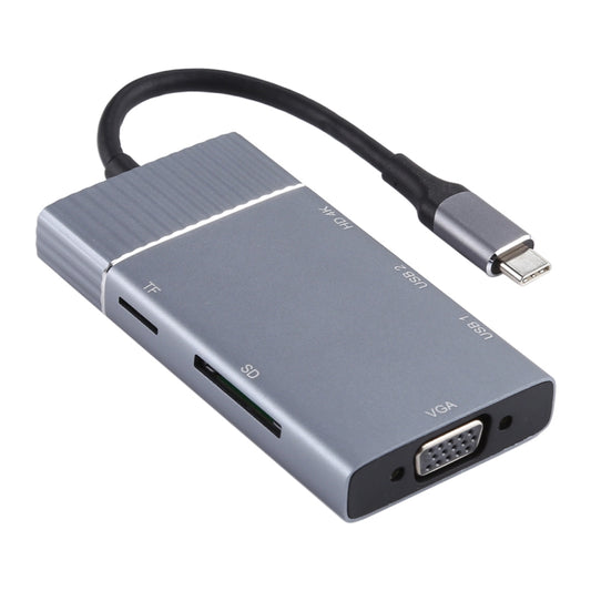 7 In 1 Dual USB 3.0 + TF/SD + HDMI/VGA + 3.5mm Jack + Type-C / USB-C Multi-function USB-C Dock Station - USB HUB by PMC Jewellery | Online Shopping South Africa | PMC Jewellery | Buy Now Pay Later Mobicred