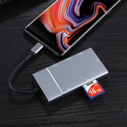 7 In 1 Dual USB 3.0 + TF/SD + HDMI/VGA + 3.5mm Jack + Type-C / USB-C Multi-function USB-C Dock Station - USB HUB by PMC Jewellery | Online Shopping South Africa | PMC Jewellery | Buy Now Pay Later Mobicred