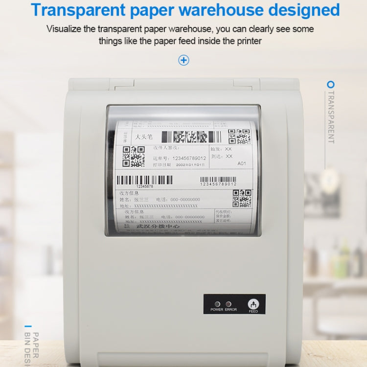 POS-9210 110mm USB +  Bluetooth POS Receipt Thermal Printer Express Delivery Barcode Label Printer, EU Plug(White) - Receipt Printers by PMC Jewellery | Online Shopping South Africa | PMC Jewellery | Buy Now Pay Later Mobicred