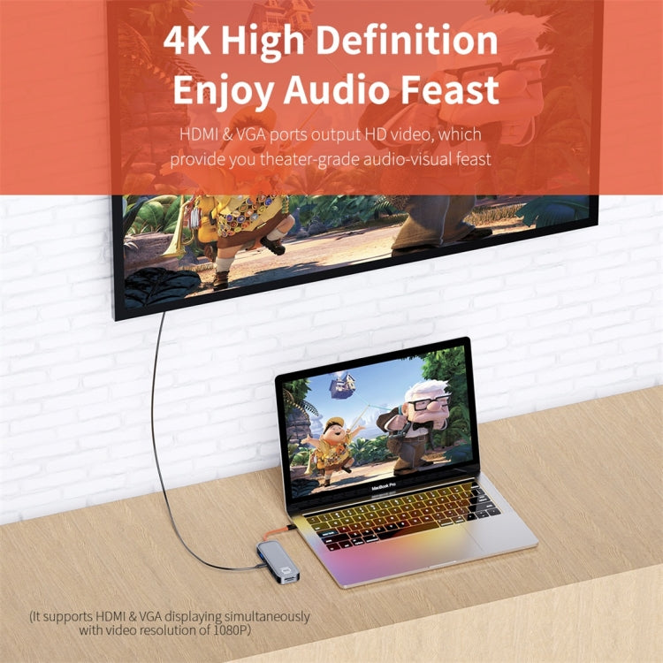 ROCK TR01 10 In 1 Type-C / USB-C to HDMI + VGA Multifunctional Extension HUB Adapter(Silver) - free shipping - PMC Jewellery - Order now!
