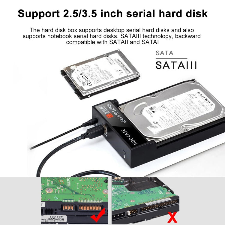 RSH-319 SATA 2.5 / 3.5 inch USB 3.0 Interface Horizontal Type HDD Enclosure, The Maximum Support Capacity: 8TB - HDD Enclosure by PMC Jewellery | Online Shopping South Africa | PMC Jewellery | Buy Now Pay Later Mobicred