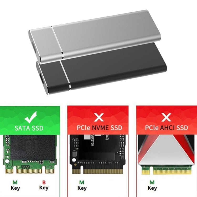 M.2 NGFF to USB-C / Type-C USB 3.1 Interface Aluminum Alloy SSD Enclosure (Silver) - HDD Enclosure by PMC TechLife | Online Shopping South Africa | PMC TechLife | Buy Now Pay Later Mobicred