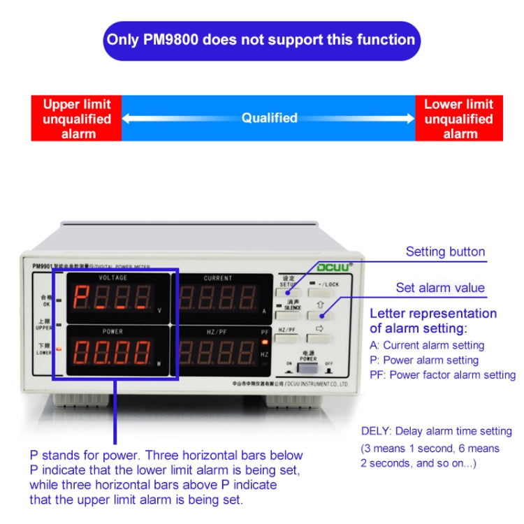 DCUU PM9800 Intelligent Electrical Parameters Measuring Instrument, Basic Edition (EU Plug) - Current & Voltage Tester by PMC TechLife | Online Shopping South Africa | PMC TechLife | Buy Now Pay Later Mobicred
