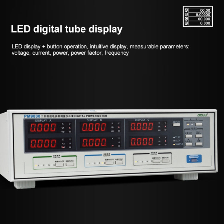DCUU PM9830 500V 40A Three Phase Digital AC Voltage Current Power Factor & Power Meter (US Plug) - Current & Voltage Tester by PMc TechLife | Online Shopping South Africa | PMc TechLife | Buy Now Pay Later Mobicred