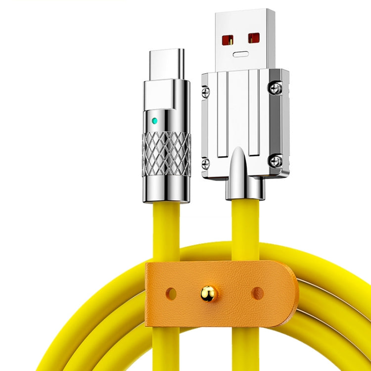 Mech Series 6A 120W USB to USB-C / Type-C Metal Plug Silicone Fast Charging Data Cable, Length: 1.2m(Yellow) - free shipping - PMC TechLife - Order now!