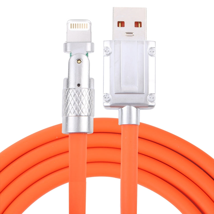 Mech Series 6A 120W USB to 8 Pin 180-degree Metal Plug Fast Charging Cable, Length: 1.8m(Orange) - Normal Style Cable by PMC Jewellery | Online Shopping South Africa | PMC Jewellery | Buy Now Pay Later Mobicred