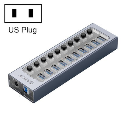 ORICO AT2U3-10AB-GY-BP 10 Ports USB 3.0 HUB with Individual Switches & Blue LED Indicator, US Plug - USB 3.0 HUB by ORICO | Online Shopping South Africa | PMC Jewellery | Buy Now Pay Later Mobicred