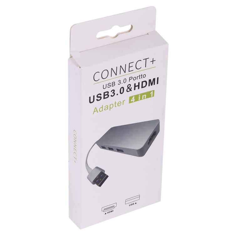 4 in 1 USB 3.0 to 3 x USB 3.0 + HDMI Adapter(Silver) - USB 3.0 HUB by PMC TechLife | Online Shopping South Africa | PMC TechLife | Buy Now Pay Later Mobicred