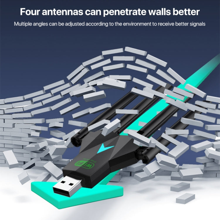 1300Mbps 5G Wireless Network Card Gigabit Dual Band Driver-free USB WiFi Receiver - USB Network Adapter by PMC TechLife | Online Shopping South Africa | PMC TechLife | Buy Now Pay Later Mobicred