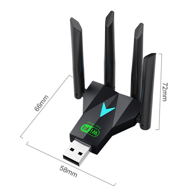 1300Mbps 5G Wireless Network Card Gigabit Dual Band Driver-free USB WiFi Receiver - USB Network Adapter by PMC TechLife | Online Shopping South Africa | PMC TechLife | Buy Now Pay Later Mobicred