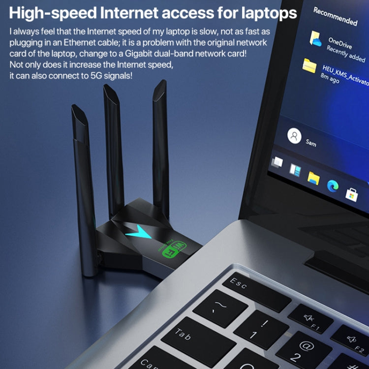 1300Mbps 5G Wireless Network Card Gigabit Dual Band Driver-free USB WiFi Receiver - USB Network Adapter by PMC TechLife | Online Shopping South Africa | PMC TechLife | Buy Now Pay Later Mobicred