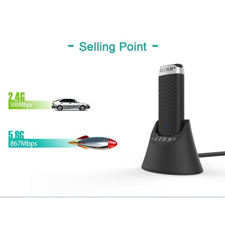 EDUP EP-AC1609 1200Mbps High Speed USB 3.0 WiFi Adapter Receiver Ethernet Adapter with 1m Extend Cable & Base - free shipping - PMC Jewellery - Order now!