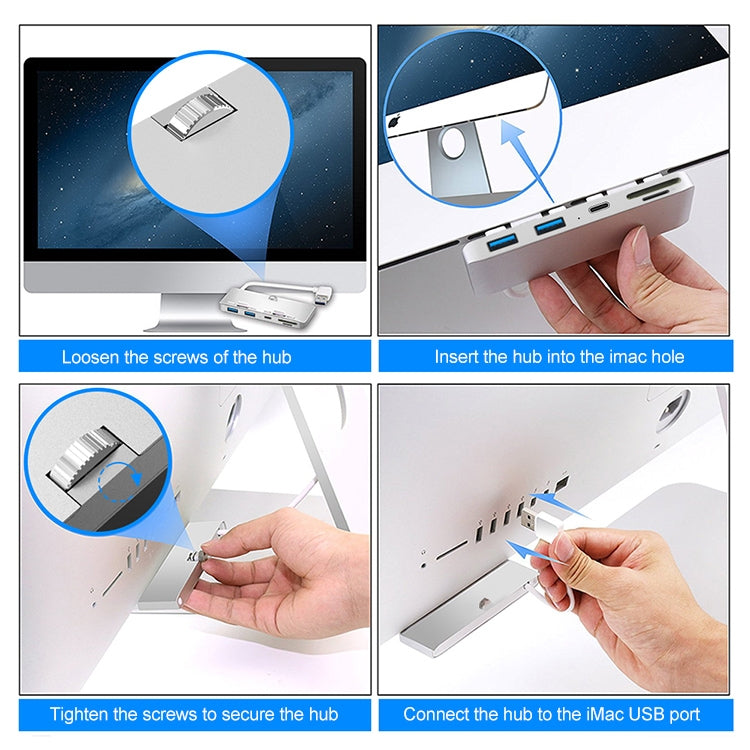 Rocketek For iMac USB3.0 x 3 + SD / TF Multi-function HUB Expansion Dock - free shipping - PMC Jewellery - Order now!
