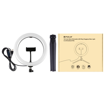 PULUZ 10.2 inch 26cm Selfie Beauty Light + Desktop Tripod Mount USB 3 Modes Dimmable LED Ring Vlogging Selfie Photography Video Lights with Cold Shoe Tripod Ball Head & Phone Clamp(Black) - Ring Light by PULUZ | Online Shopping South Africa | PMC Jewellery | Buy Now Pay Later Mobicred