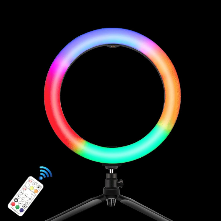 PULUZ 10.2 inch 26cm Marquee LED RGBWW Selfie Beauty Light + Desktop Tripod Mount 168 LED Dual-color Temperature Dimmable Ring Vlogging Photography Video Lights with Cold Shoe Tripod Ball Head & Remote Control & Phone Clamp(Black) - Ring Light by PULUZ | Online Shopping South Africa | PMC Jewellery | Buy Now Pay Later Mobicred