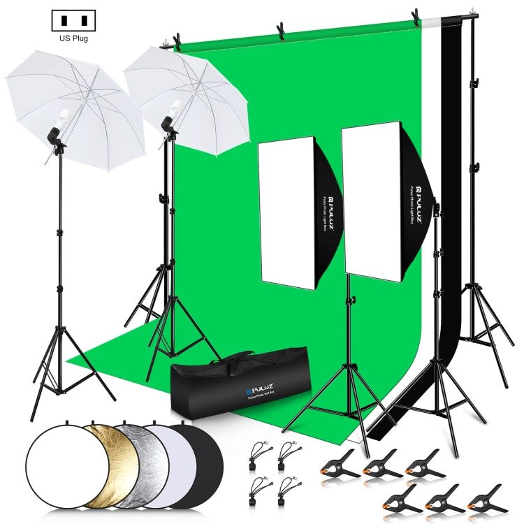 PULUZ LED Light Studio Softbox Photography Kit with Background & Reflective & Tripod Mount & Sandbags (US Plug) - free shipping - PMC TechLife - Order now!