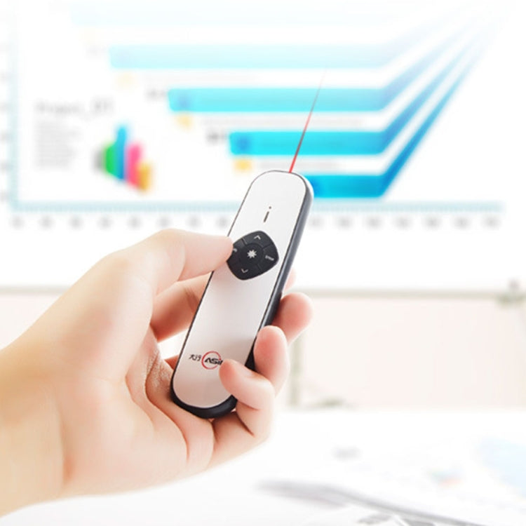 ASiNG A800 USB Charging 2.4GHz Wireless Presenter PowerPoint Clicker Representation Remote Control Pointer, Control Distance: 100m(White) - free shipping - PMC Jewellery - Order now!