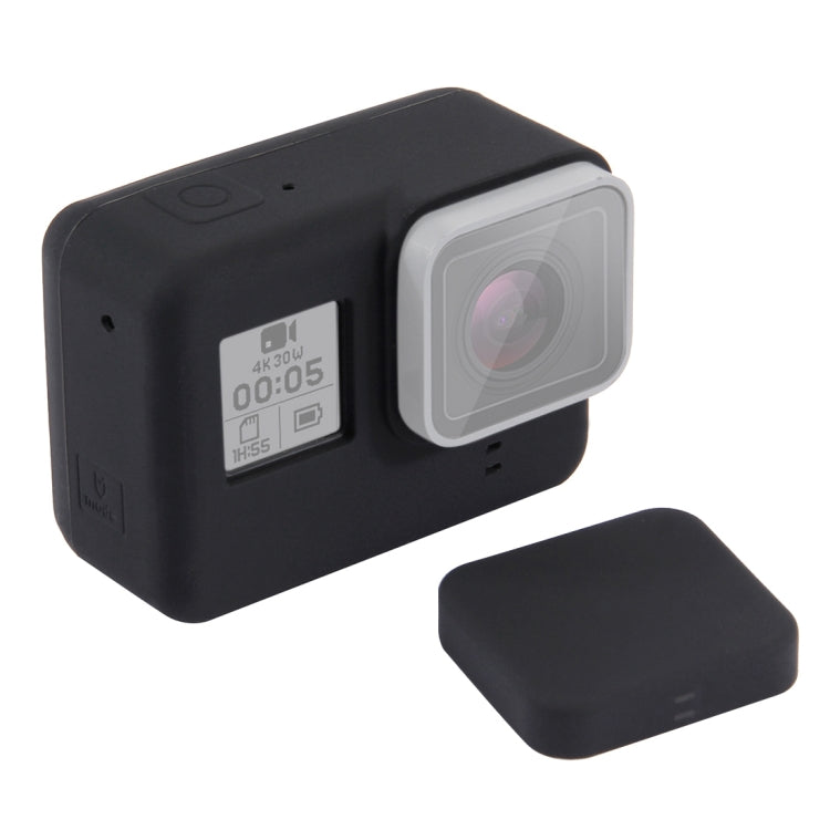 PULUZ Silicone Protective Case with Lens Cover for GoPro HERO7 Black /7 White / 7 Silver /6 /5(Black) - Silicone Cases by PULUZ | Online Shopping South Africa | PMC Jewellery | Buy Now Pay Later Mobicred
