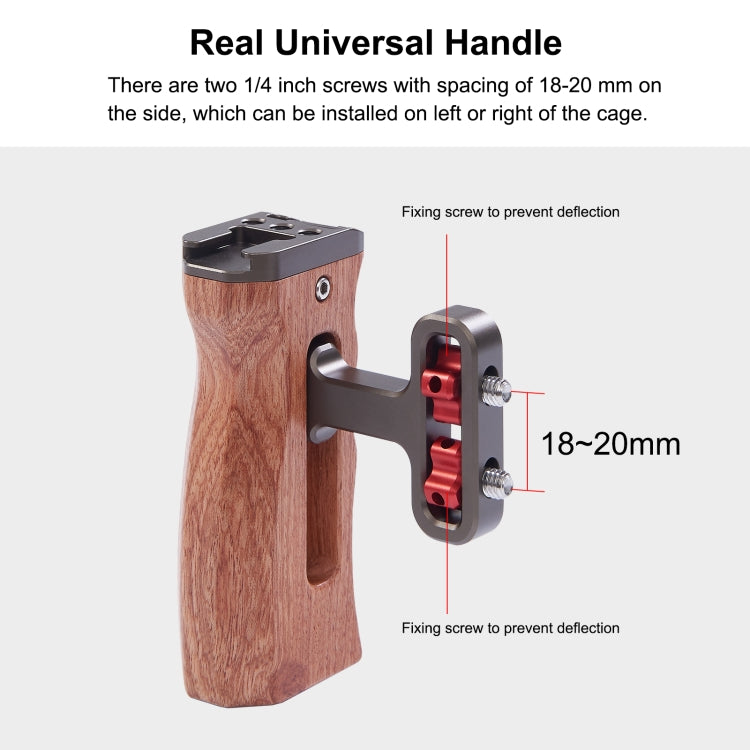 PULUZ Universal Side Wooden Handle Handgrip with Cold Shoe for DSLR Camera Cage(Bronze) - Camera Stabilizer by PULUZ | Online Shopping South Africa | PMC Jewellery | Buy Now Pay Later Mobicred