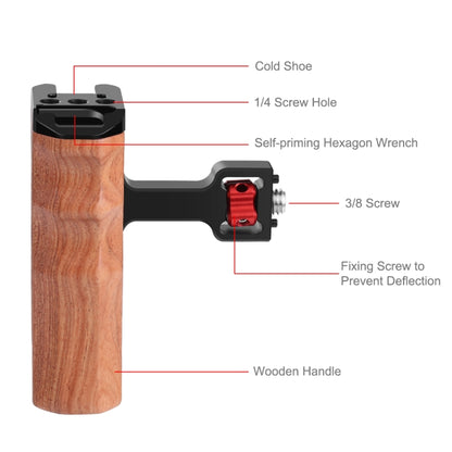 PULUZ 3/8 inch Screw Universal Camera Wooden Side Handle with Cold Shoe Mount for Camera Cage Stabilizer(Black) - Camera Stabilizer by PULUZ | Online Shopping South Africa | PMC Jewellery | Buy Now Pay Later Mobicred