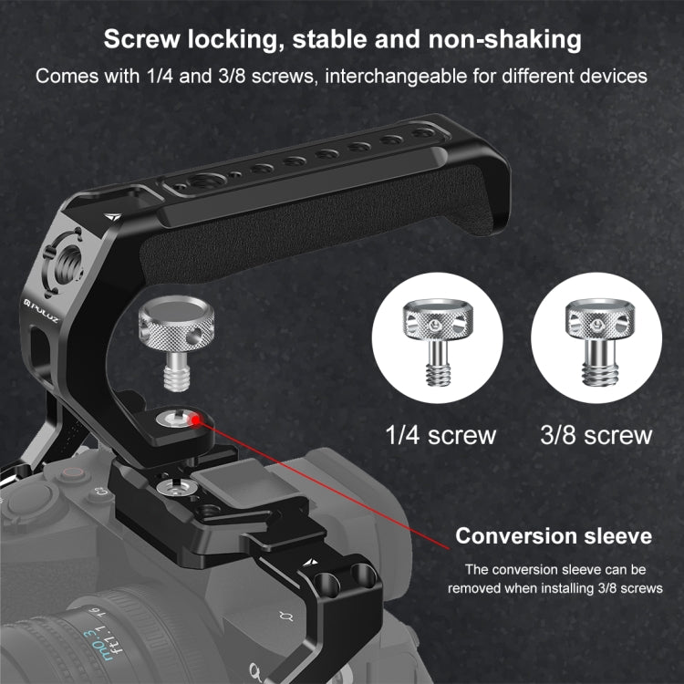 PULUZ Arri Metal Silicone Top Handle with Cold Shoe Mount for Mirrorless Camera Cage Stabilizer (Black) - free shipping - PMC TechLife - Order now!