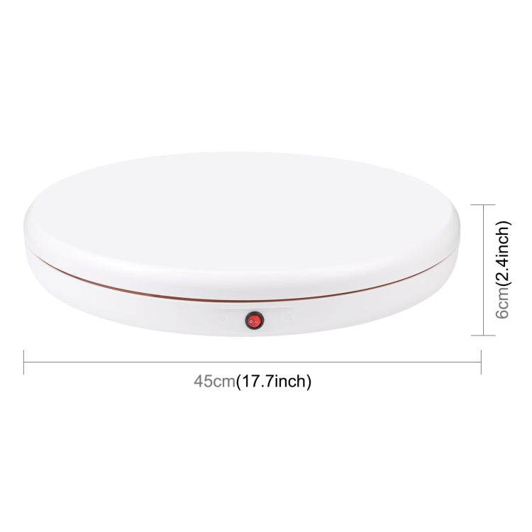 PULUZ 45cm Remote Control Adjusting Speed Rotating Turntable Display Stand, White, Load 100kg(US Plug) - free shipping - PMC TechLife - Order now!