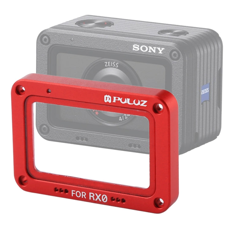 PULUZ Aluminum Alloy Flame + Tempered Glass Lens Protector for Sony RX0 / RX0 II, with Screws and Screwdrivers(Red) - Lens Cover by PULUZ | Online Shopping South Africa | PMC Jewellery | Buy Now Pay Later Mobicred