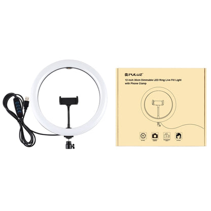 PULUZ 11.8 inch 30cm USB 3 Modes Dimmable Dual Color Temperature LED Curved Diffuse Light Ring Vlogging Selfie Photography Video Lights with Phone Clamp(Black) - Ring Light by PULUZ | Online Shopping South Africa | PMC Jewellery | Buy Now Pay Later Mobicred