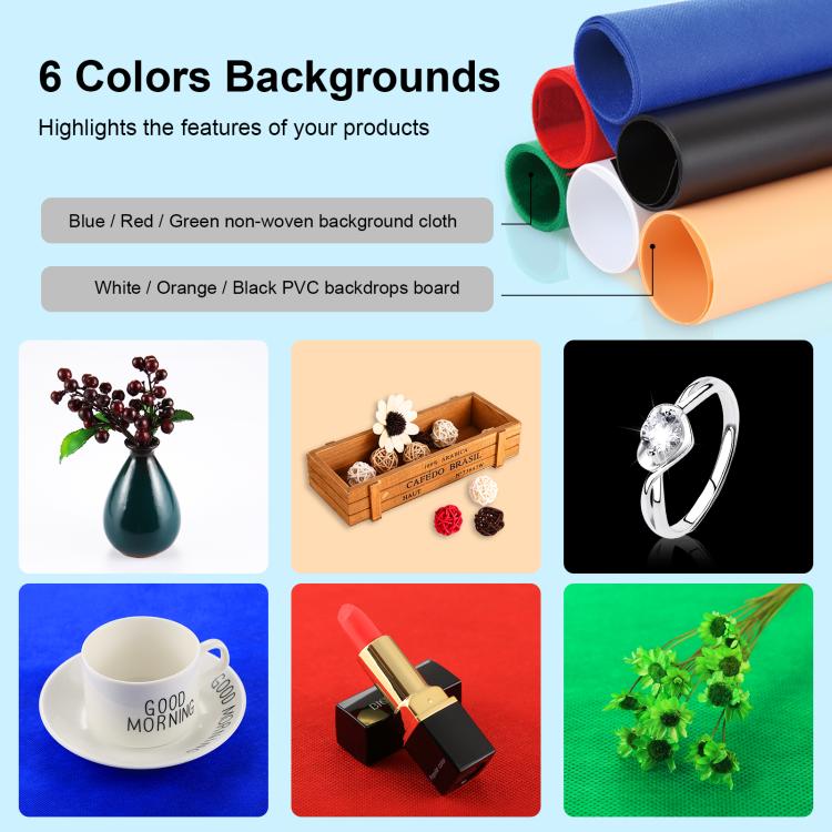 PULUZ 40cm Folding Portable White Light Dimmable Photo Lighting Studio Shooting Tent Box Kit with 6 Colors (Black, Orange, White, Red, Green, Blue) Backdrops(AU Plug) - free shipping - PMC TechLife - Order now!