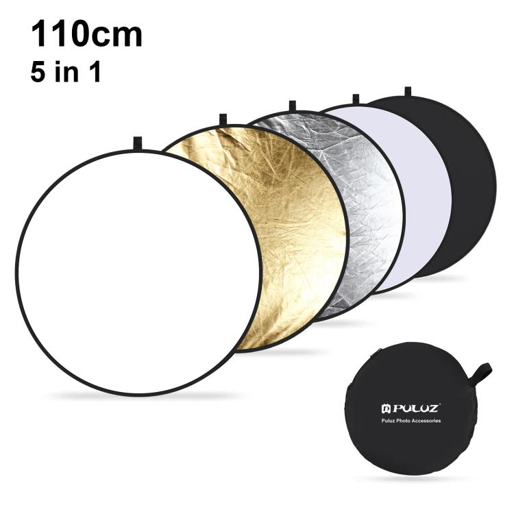 PULUZ 110cm 5 in 1 (Silver / Translucent / Gold / White / Black) Folding Photo Studio Reflector Board -  by PULUZ | Online Shopping South Africa | PMC TechLife | Buy Now Pay Later Mobicred