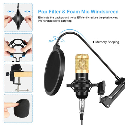 PULUZ Condenser Microphone Studio Broadcast Professional Singing Microphone Kits with Suspension Scissor Arm & Metal Shock Mount & USB Sound Card, Power By 48V(Gold) - Microphone by PULUZ | Online Shopping South Africa | PMC Jewellery | Buy Now Pay Later Mobicred