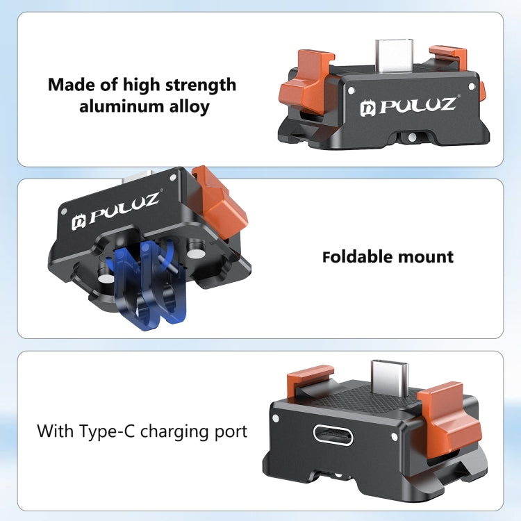 For DJI Osmo Pocket 3 PULUZ Type-C Charging Base Quick Release Mount Adapter (Black) - free shipping - PMC TechLife - Order now!