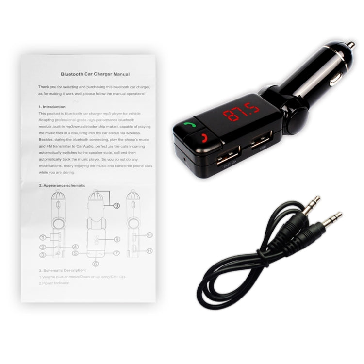 BC-06 Bluetooth Car Kit FM Transmitter Car MP3 Player with LED Display 2 USB Charger & Handsfree Function(Black) - Bluetooth Car Kits by PMC TechLife | Online Shopping South Africa | PMC TechLife | Buy Now Pay Later Mobicred