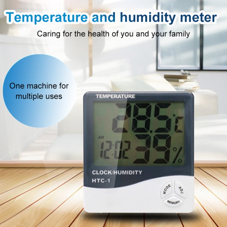 3.8 inch LCD Digital Temperature & Humidity Meter with Clock / Calendar (HTC-1)(White) - Indoor Thermometer by PMC Jewellery | Online Shopping South Africa | PMC Jewellery | Buy Now Pay Later Mobicred