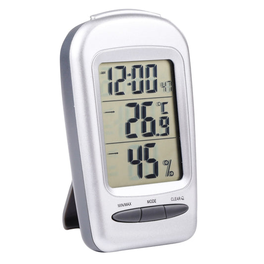 LCD Digital Desk Indoor Thermometer Hygrometer with Date / Clock / Freezing Warning(Silver) - Indoor Thermometer by PMC Jewellery | Online Shopping South Africa | PMC Jewellery | Buy Now Pay Later Mobicred