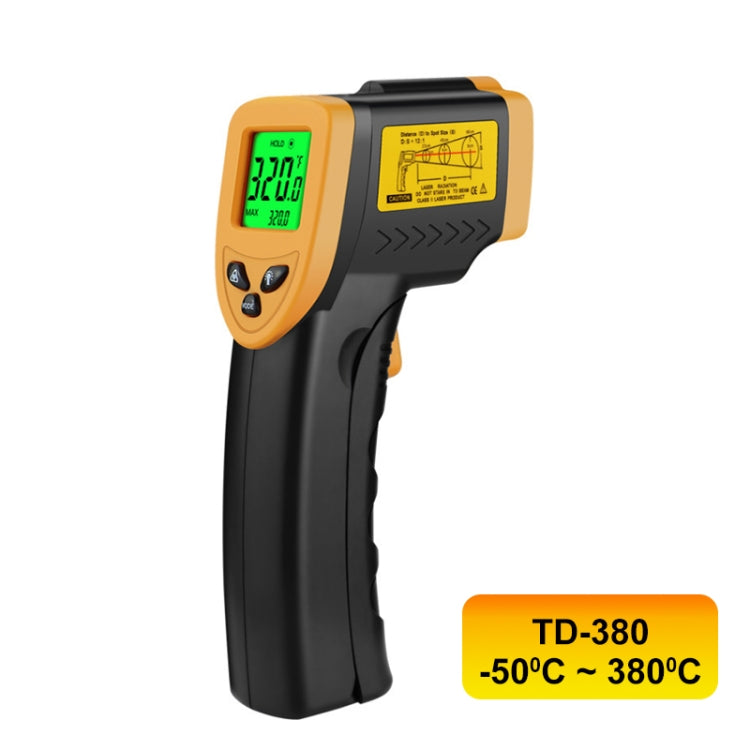 Infrared Thermometer, Temperature Range: -50 - 380 Degrees Celsius (D:S = 12:1)(Black) - Digital Thermometer by PMC Jewellery | Online Shopping South Africa | PMC Jewellery | Buy Now Pay Later Mobicred