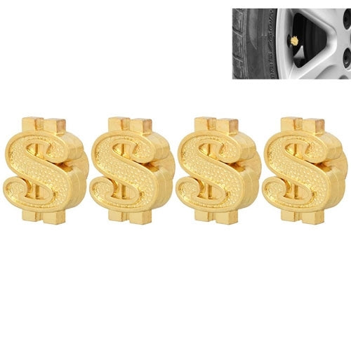 Universal 8mm Dollar Style Plastic Car Tire Valve Caps, Pack of 4(Gold) - Tire Valve Caps by PMC TechLife | Online Shopping South Africa | PMC TechLife | Buy Now Pay Later Mobicred