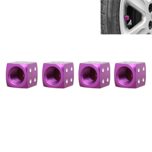 Universal 8mm Dice Style Aluminium Alloy Car Tire Valve Caps, Pack of 4(Purple) - Tire Valve Caps by PMC Jewellery | Online Shopping South Africa | PMC Jewellery