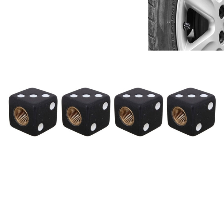 Universal 8mm Dice Style Plastic Car Tire Valve Caps, Pack of 4(Black) - Tire Valve Caps by PMC TechLife | Online Shopping South Africa | PMC TechLife | Buy Now Pay Later Mobicred