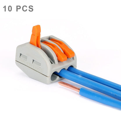 10 PCS Universal Compact 3 Pin Push Clamp Solderless Wire Connector - Connectors & Terminals by PMC Jewellery | Online Shopping South Africa | PMC Jewellery | Buy Now Pay Later Mobicred